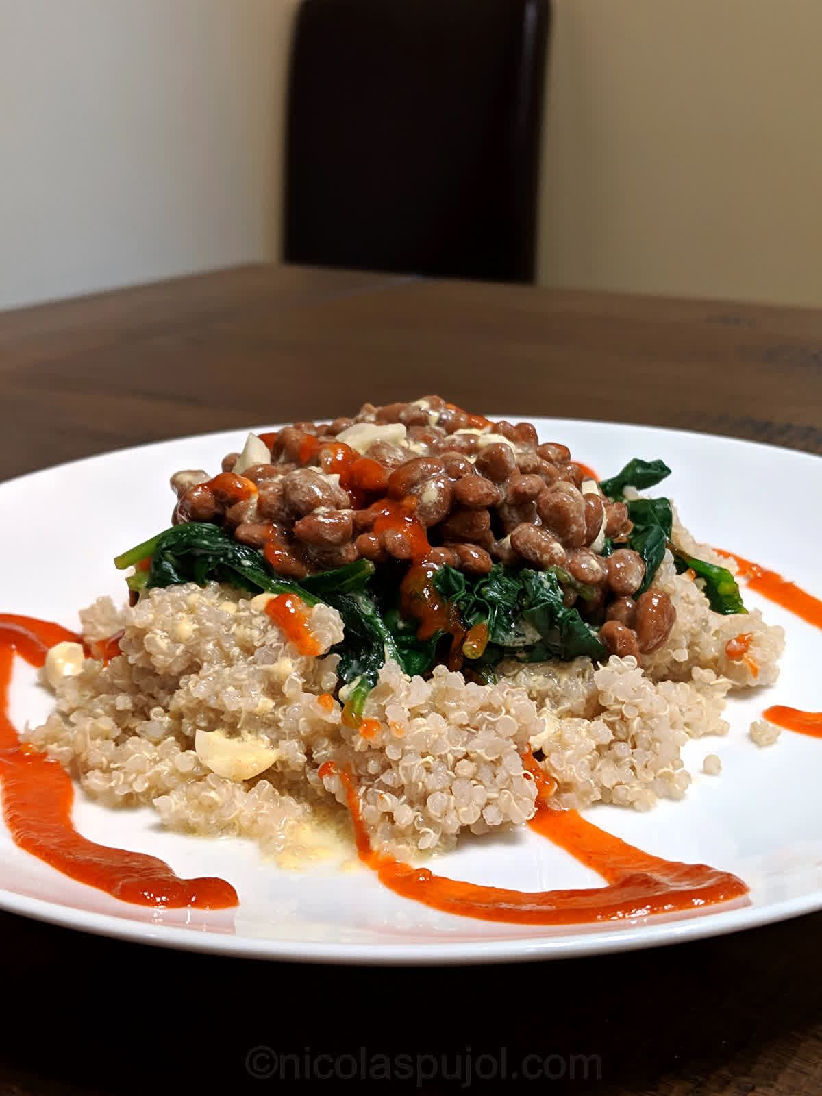 Spicy Natto On Bed Of Spinach And Quinoa Natto Nicolaspujol Com